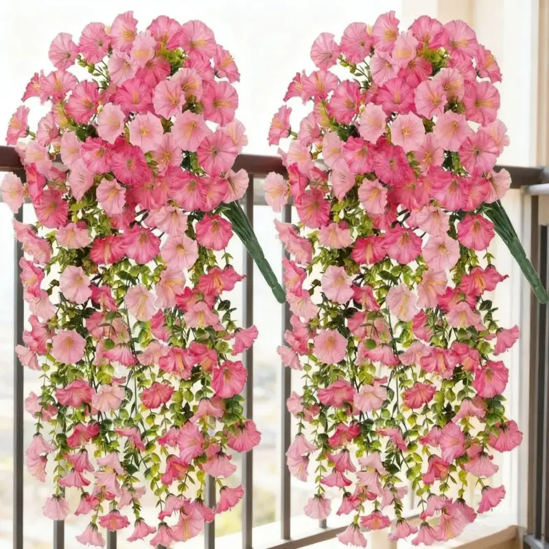 45-inch morning glory vine branches, eucalyptus artificial flowers, Artificial Hanging Plant, wedding scene decoration, home decoration, green plants, wholesale, Faux Flower Decoration, Fake Flower Vine
