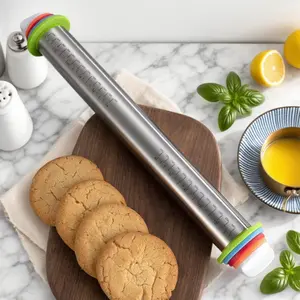 Scale non-stick household large stainless steel rolling pin baking fixed height long adjustable thickness flour stick