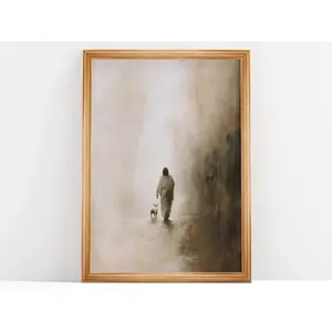 Jesus and Lost Sheep Watercolor Painting: Good Shepherd Art |Wall Decor