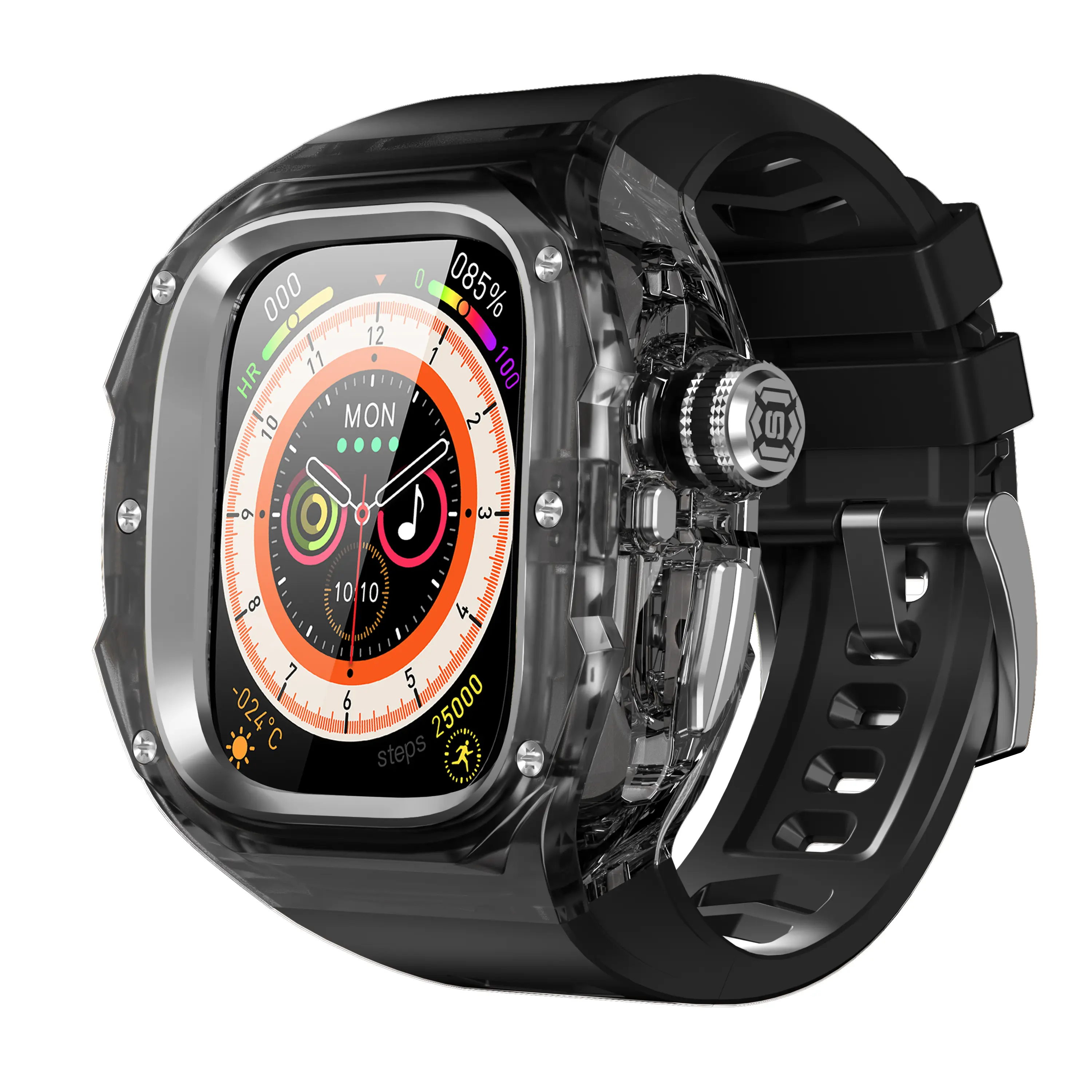 Trendyhub Bands Case Screen Protector Compatible with Apple Watch Ultra 3/2/1 49mm for Men, M3Rugged Protective Case with Band and 9H Tempered Glass for iWatch Ultra 49mm Men Black