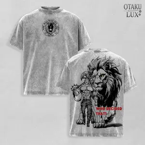 The Seven Deadly Sins Anime T Shirt Escanor Lion Sin of Pride Vintage Washed Graphic Tee Anime Streetwear Manga Shirt Otaku Clothing Anime Fan Gift