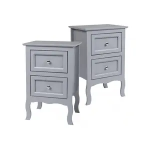 2pcs Density Board 2 Drawers Nightstand Brown/Gray/White/Black