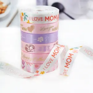 Satin Ribbon Roll, Love Mom Design, Perfect for DIY Crafts, Mother's Day Gifts & Gift Decoration, Ideal Gift Wrapping Material, Gift Wrapping Supplies