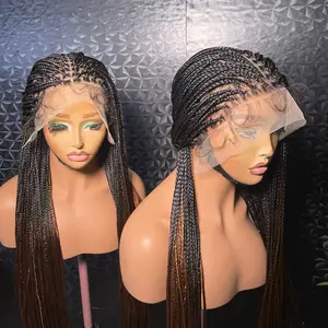 Human  hair lace B29 spanish Bone straight knotless braids in 30 inches made with 100% human hair lace ( knots can be bleached) Medium: Cap size :21.5 – 22.5”