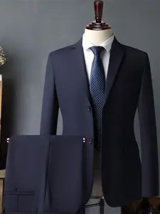 Men's White High-End Suit Set, Wrinkle Resistant And Non Hair Stained, Business Formal Wear, Four Season Commuting, Workplace, Party Dress, Two-Piece Set