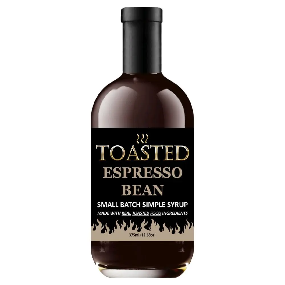 TOASTED Espresso Bean 375ml Small Batch Simple Syrup made w/ REAL TOASTED FOOD ingredients - created for Old Fashioneds, amazing in Craft Cocktails!