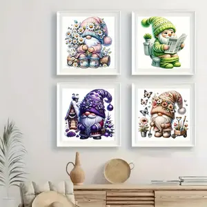 4pcs Dwarf Pattern Diamond Painting Kit, Adult Art Craft Set, Frameless DIY 5D Diamond Art, Full Drill Round Diamond Home Decor