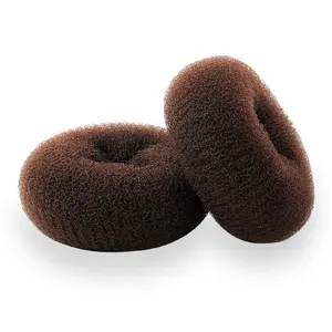 Hair Donut Bun Maker, 2 Count Medium (3 Inch/Brown) - Easy to Use Ring Style Bun for Short and Thin Hair Wavy Curly Scrunchies