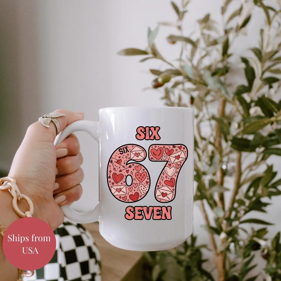 Funny Valentine's Day Mug, 67 Heart Design, Romantic Gag Gift for Him ...