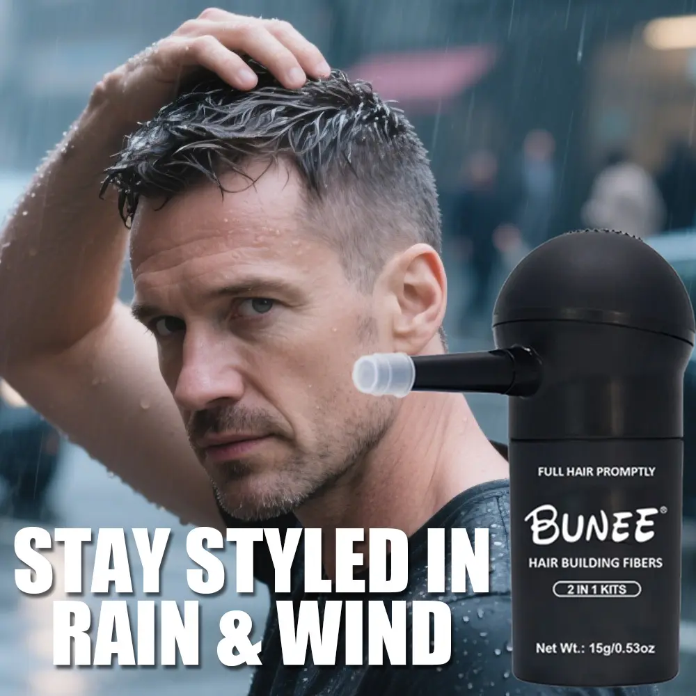 BUNEE Hair Fiber Booster Natural-Instant Hair Thickening for Thinning Hair Precision Spray Applicator Natural Matte Finish LongLasting Hold No Mess Applicable to both men and women