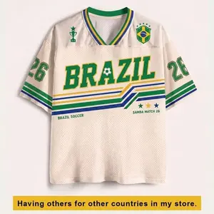 Custom Number Brazil Inspired Soccer Jersey, Retro Yellow Green Style Shirt, Personalized Number Jersey, Brazilian Fan Gift