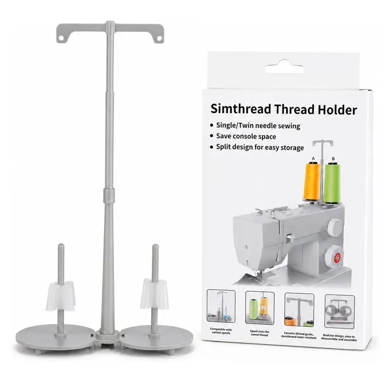 Simthread Upright Double Spool Thread Rack Holder - ABS Plastic Multifunctional Sewing Supplies, Crafts, Quick Switching, Extra Spool Support for Home Sewing, Embroidery Machines