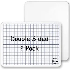 Grid Whiteboard, 9 x 12 Graph Board, 2 Pack Double Sided Dry Erase Board for Students and