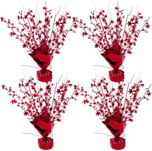 4-Pack Glitter Red  Centerpieces-Table Decorations for  Decor Birthday Wedding Anniversary Decor (Red)