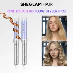 SHEGLAM HAIR One Touch Airflow Styler Pro-Silver Purple, Cool Air Auto Rotating Curling Iron, 5 Min Quick Styling, 360° Cooling Airflow, One Touch, Long Lasting, 5 Temps, Anti Scald, Auto Off, All Hair Types, US Plug-Coachella-#Summervibes-mothersdaygift