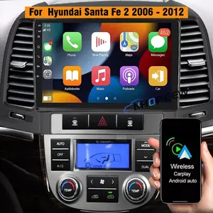 Hizpo stereo screen 9" Android14 Car Radio for Hyundai Santa Fe 2 2006 - 2012 Multimedia GPS Navigation Auto CarPlay RDS BT