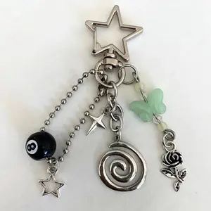 Handmade Spiral 8 Ball Keychain Butterfly Y2k Aesthetic Accessories
