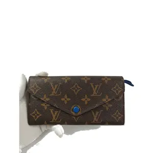 Pre-owned Louis Vuitton Monogram coated canvas with colored leather trim Mini Bags Pochette Kirigami Brown monogram with blue leather tab Very Good S014260326108
