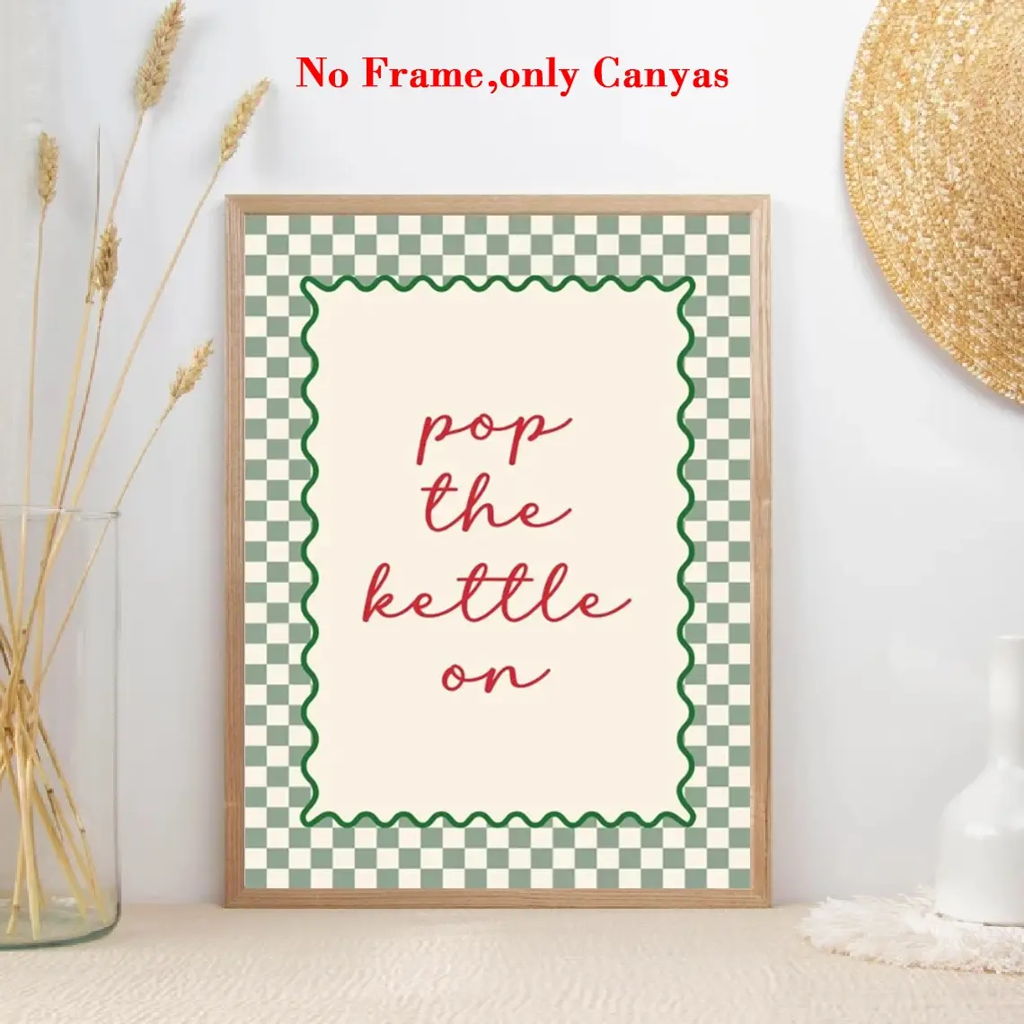 Wall Art Canvas Print, Unframed Art Print, Art Work For Wall Decor, Grid Simple Text Design, No Frame Kitchen & Dining Room Decor, Unique Creative Wall Aesthetic
