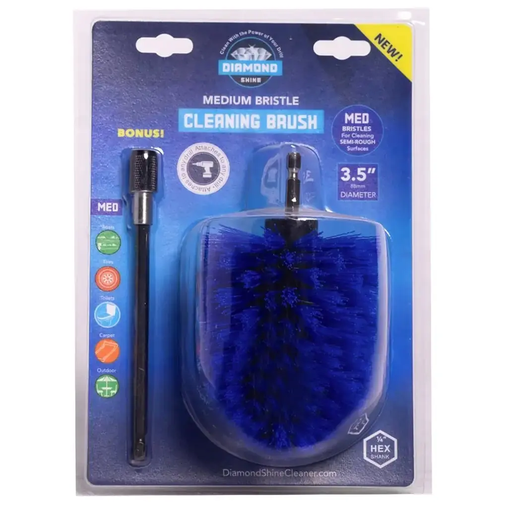 3.5 Inch Corner Drill Brush Attachment with 6 Inch Extension - Scrubbing and Cleaning - Toilet, Sink, Grout, Tile, Floor, Bathtub, Shower