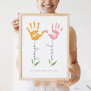 Personalised Mother's Day Handprint Print. DIY Baby Keepsake and First Father's Day Craft. Special Birthday Gift for Mom, Mum and Mommy.