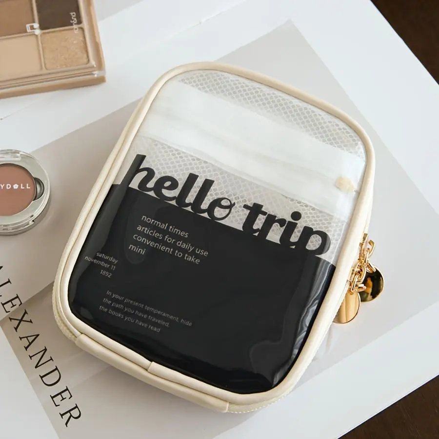 Large Capacity Makeup Bag, Travel Beauty Bag, Travel Cosmetic Bags, Portable Cosmetic Storage Bag, Zipper Cosmetics Organizer Pouch, Vanity Versatile Storage Bag for Skincare, Lotion, Cream, Lip Balm, Eyeliners, Mirror, Travel Essentials