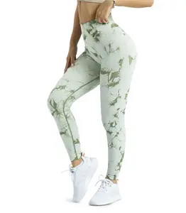 Women's Sexy High Waist Workout Fitness Yoga Pants Hot Butt Lifting Tie Dye Seamless Tights highwaist sportsleggings
