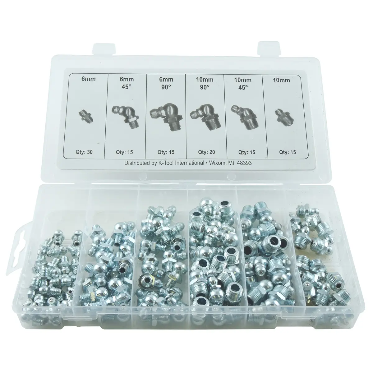 K Tool International KTI00096A Metric Grease Fitting Assortment - 140 Piece