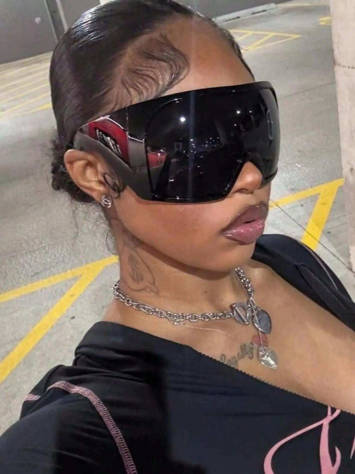 Oversized Futuristic Cyberpunk Style Fashion Fashion Glasses, Women's Casual Stylish Glasses, Cool European & American College Vibe, Essential For Back To School, Wraparound Frame, Trendy Frames Sunglasses, Streetwear Sunglasses, Modern Sunglasses