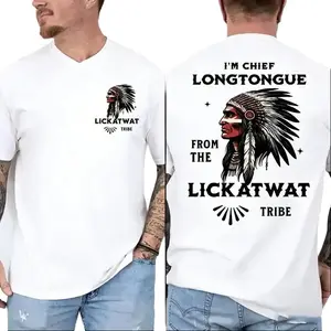 Long Tongue Chief T-shirt from the Likatwaate tribe — a fun, irreverent Native American humor tee with a satirical chief graphic and a cheeky meme-inspired quote design; unisex statement apparel that stands out