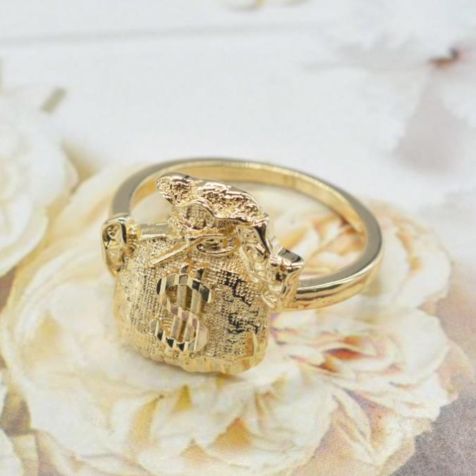 Men’s Money Bag Statement Ring – Punk Style Lucky Wealth Ring, Stainless Steel Bold Jewelry