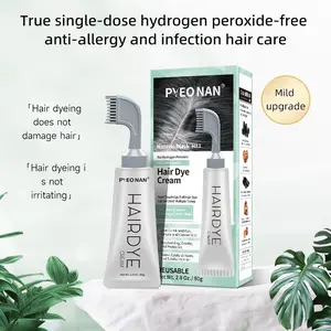 PYEONAN Unisex Hair Dye Professional Comb, Natural Plant Extract, Black or Drak Brown Coloring, 2 in 1 Grey Hair Coverage and Haircare 2.8Oz./80g