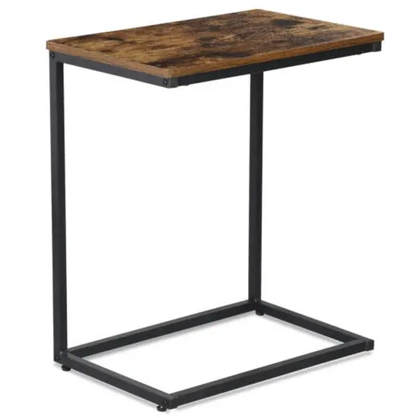 ZENSTYLE Heavy Duty C-Shaped Assembled End Table - Metal Frame, High Load-Bearing, Rustic Finish, Compact Dual-Use Indoor Furniture, Modern Accent Tables for Living Room, Couch