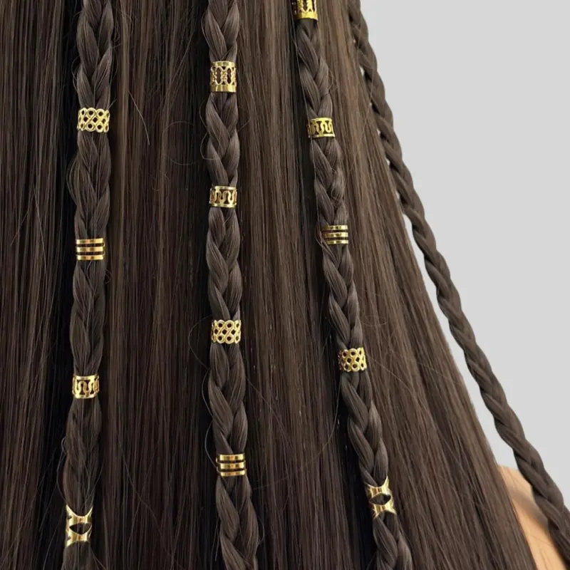 Mixed Color Braiding Hair Accessory, 50pcs Hair Dreadlock Accessory, Metal Braids Rings Cuffs Clips for Dreadlock Accessory Jewelry Decorations, Braid Hairstyles, Hairpins, Clips Knotless Braids, Hair Accessories for Braids