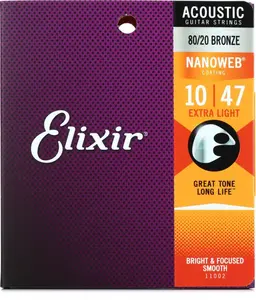Elixir Acoustic Guitar Strings Nanoweb 80/20 Bronze Elixir Acoustic Guitar Strings Nanoweb 80/20 Bronze