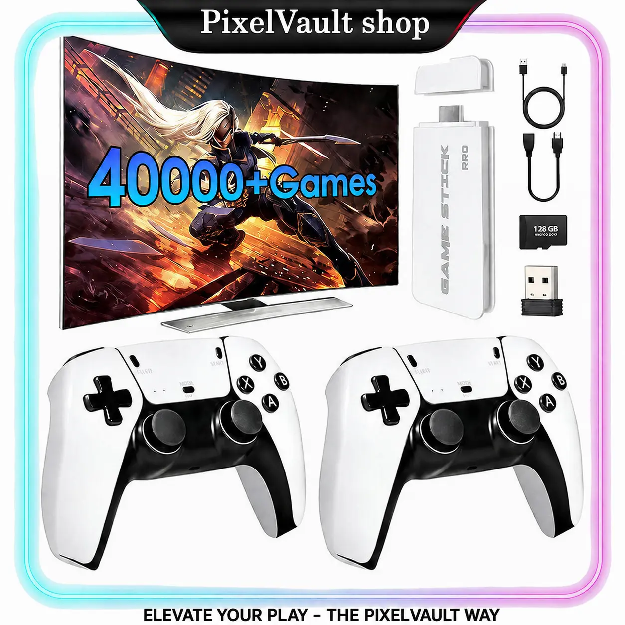 Retro Mass Games Console , 2 Wireless Controllers, HD Output, Built-in Games, Portable Tech Gadget  - Father's Day Gifts, Dad Gift for Adults, Fathers Day Gift Ideas, Men's Stuff