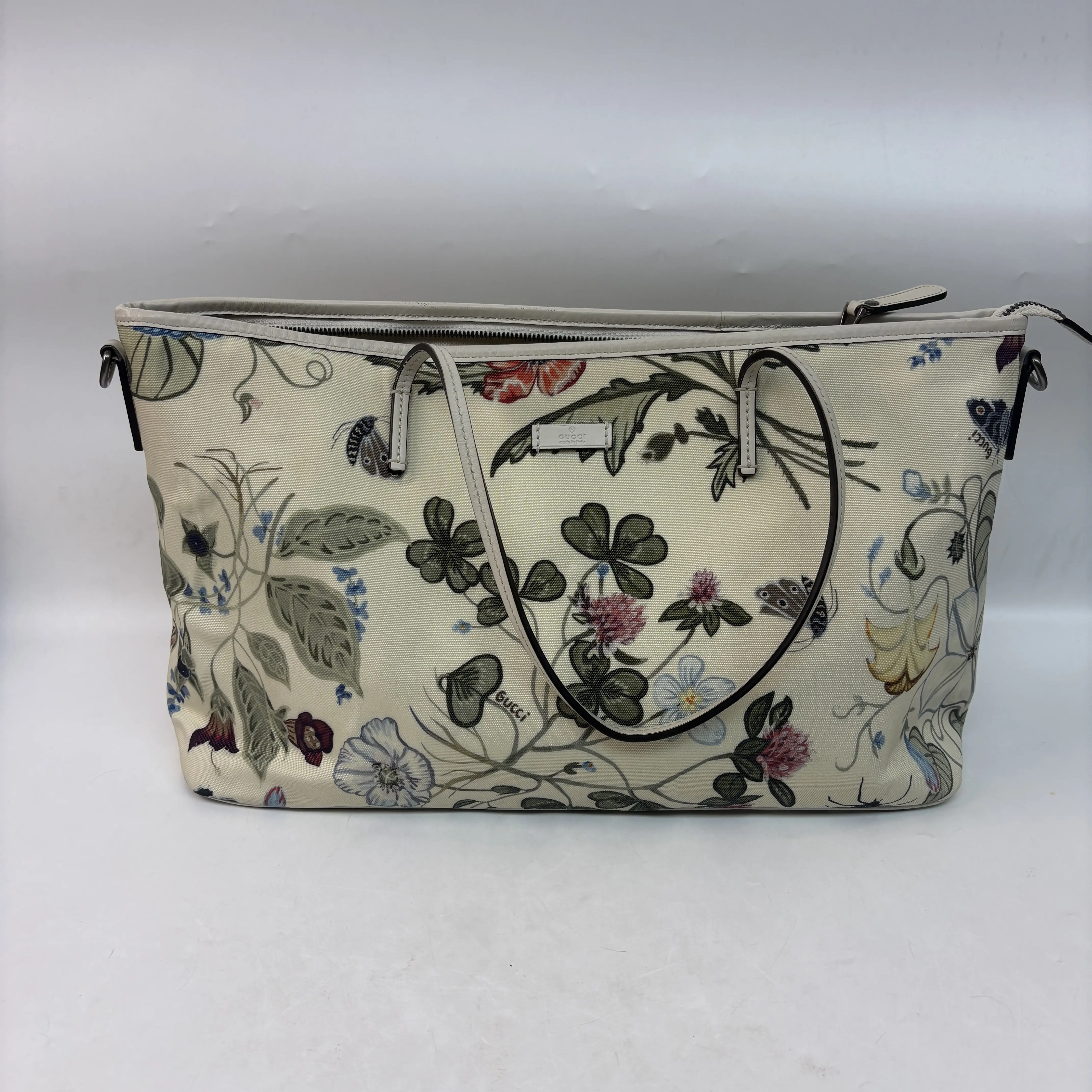 Pre-owned Canvas Tote Bags Gucci Floral Print Classic Tote