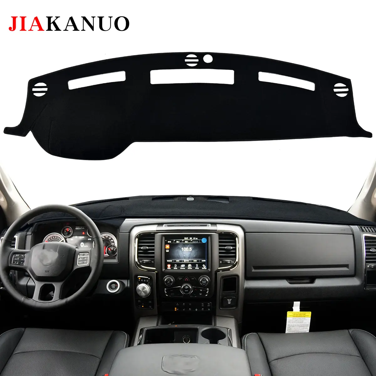 JIAKANUO Dash Cover Mat for  Dodge Ram 1500 2500 3500（2010-2018） Dashboard Pad Carpe Sunscreen Heat Insulation Anti Glare Reflective Protection Black Polyester with Silicone Anti Slip Particles