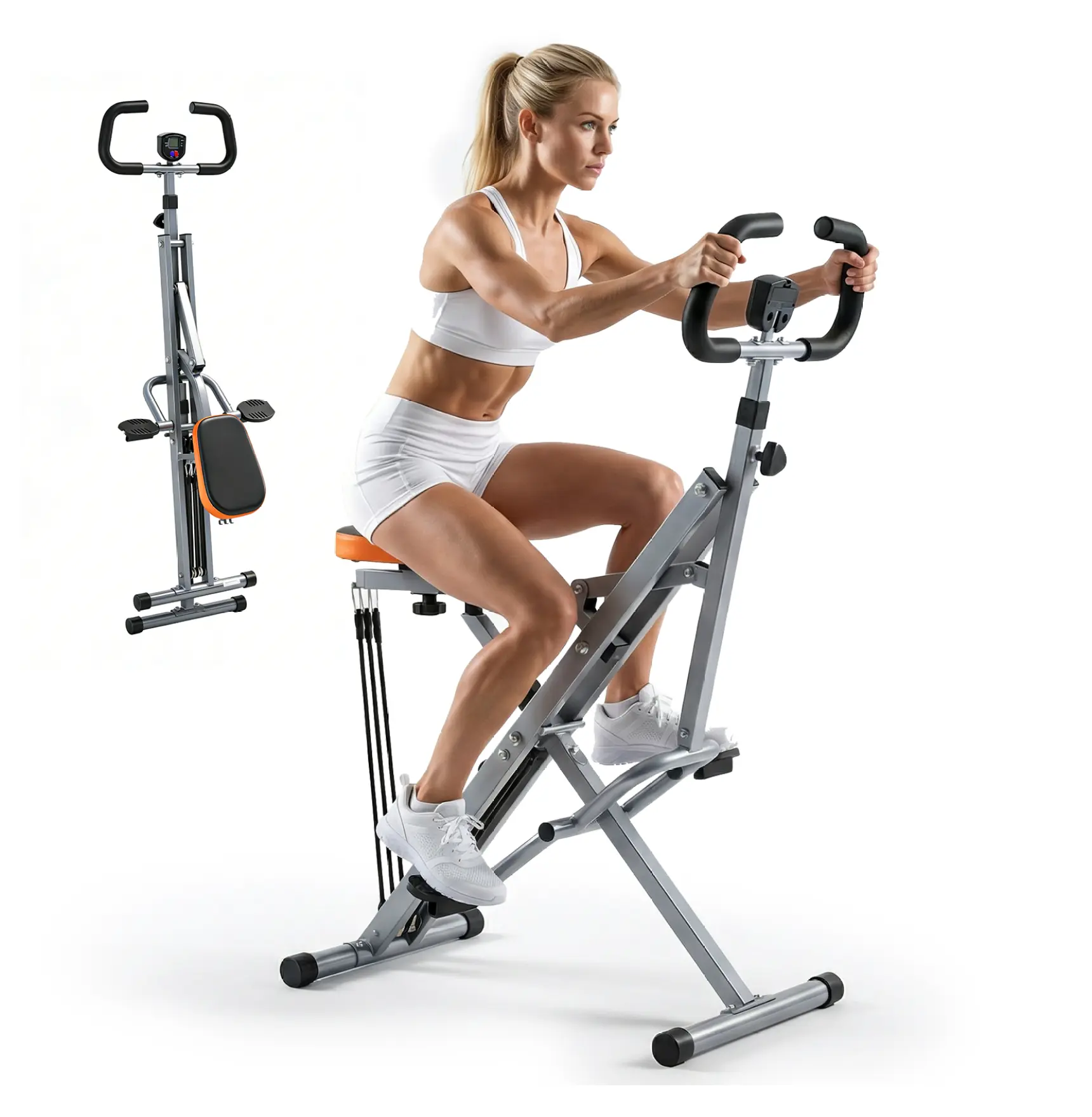 Home Squat Machine 330lbs - Foldable Lower Body Workout Equipment Adjustable Resistance Glute & Leg Trainer for Women Men - Compact Fitness Machine
