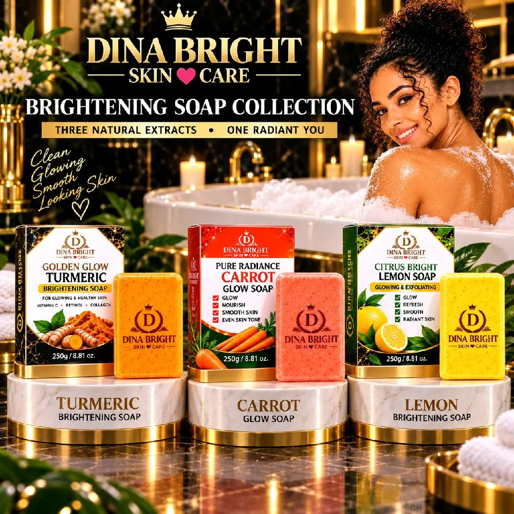 DINA BRIGHT BRIGHTENING SOAP COLLECTION – TURMERIC • CARROT • LEMON DINA BRIGHT BRIGHTENING SOAP COLLECTION – TURMERIC • CARROT • LEMON