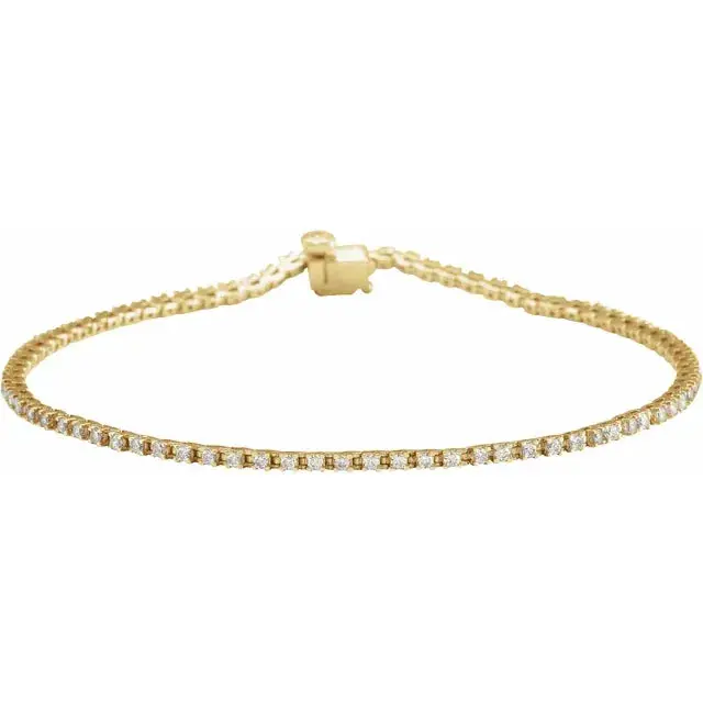 Pulsera Tennis de Oro Amarillo 14K con Diamantes de Laboratorio 1 CTW – 7¼”
