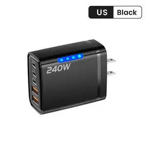 240W GaN 5 in 1 Fast Charging Phone Charger USB C Charger Power Adapter Type C US Plug Wall Charger For iPhone Samsung Xiaomi