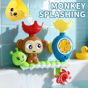 Bath Toys for Preschoolers and Newborns, Durable Interactive Multicolored Baby Toys, Interaction, Cute Monkey and Caterpillar, Suitable for Toddlers and Infants (1-2-3 Years) with 2 Toy Cups and Suction Cups, Splashing Bath Time Fun, Christmas Gift