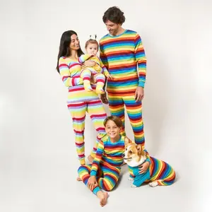 Leveret Dog Cotton Pajamas Striped Colorful Boys XL