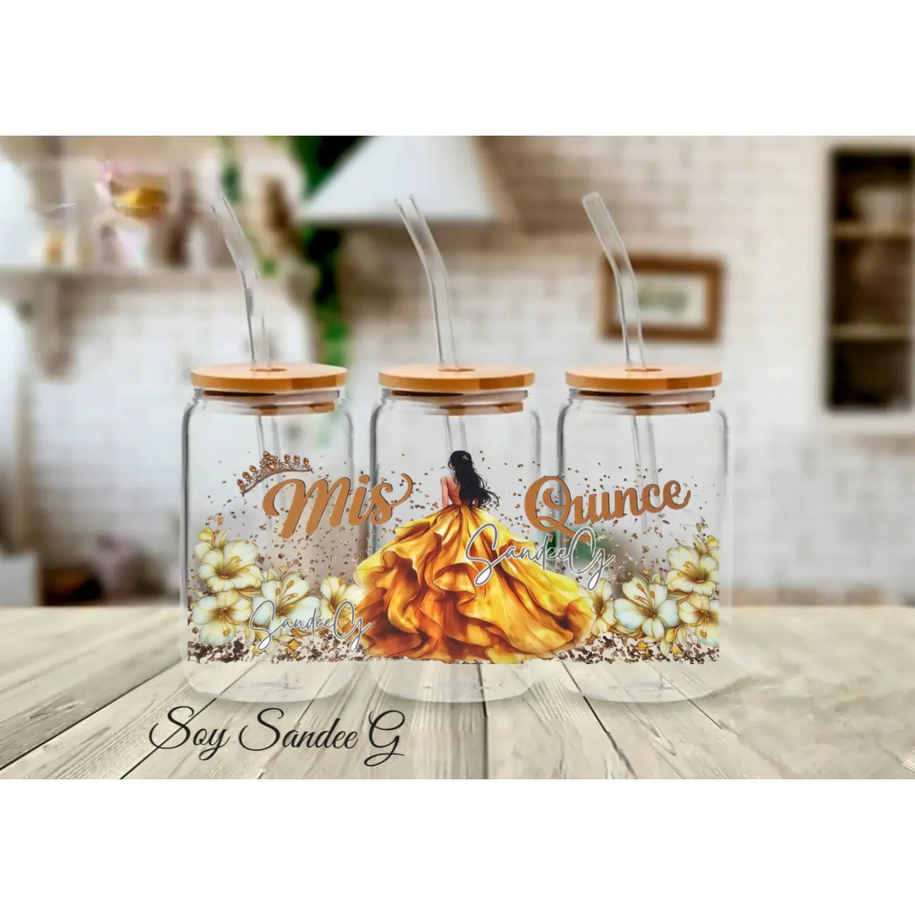 Mis Quince Yellow - UVDTF Wrap for cups/hard surfaces sticker