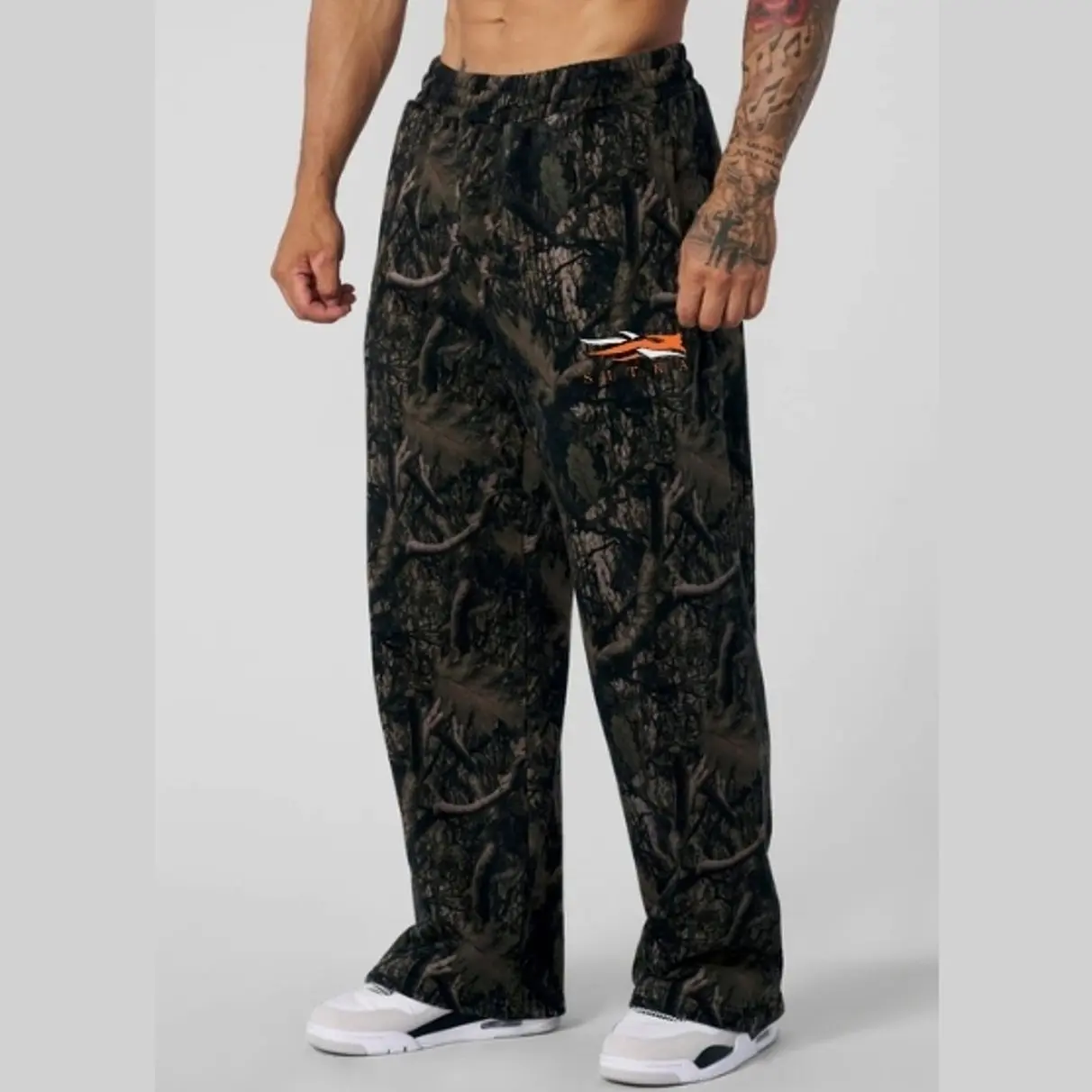 SITKA Tree Camo Baggy Sweatpants | Tree Bark Camo Jogger Pants | Streetwear Wide Leg Sweatpants | Relaxed Fit Athletic Pants | Breathable Activewear Pants | Lightweight Training Pants | Men's Loose Fit Sweatpants | Gift for Him