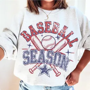 Baseball Season Retro Checkered Sweatshirt, Trendy Baseball Sweater Baseball season Sweatshirt Retro Baseball shirt Sport Pullover Womenswear