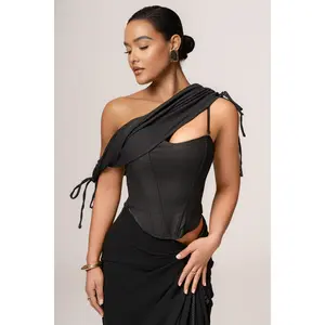 Black New Obsession Draped Top