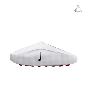 White Mule Slides, Red Cushioning Massage Outsole, Perforated Upper, Pre-Game Recovery Tech Slides