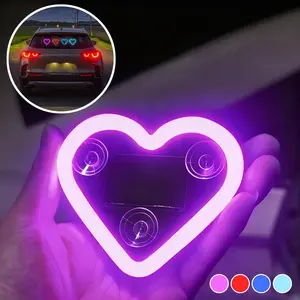 Solar Powered Wireless LED Heart Shape C-Pillar Neon Light with Five Lighting Modes for Car Interior Decor Romantic Atmosphere Lights Eco-Friendly Modern Stylish Look Perfect Gift#MothersDayGift #GiftsForHer